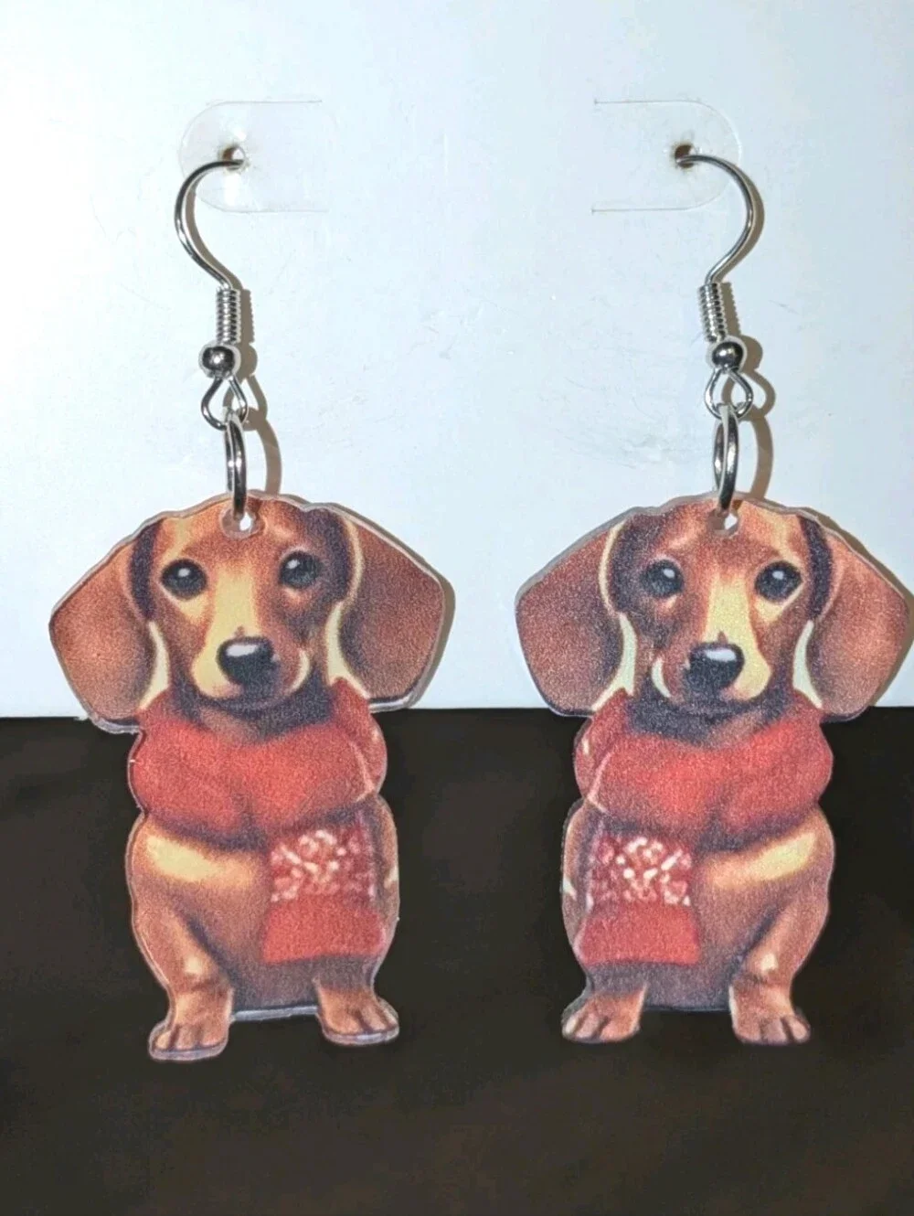 Hand Crafted Dachshund Earrings in Brown and Red For Women And Girls